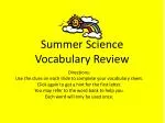 Summer Science Vocabulary Review - slide 1