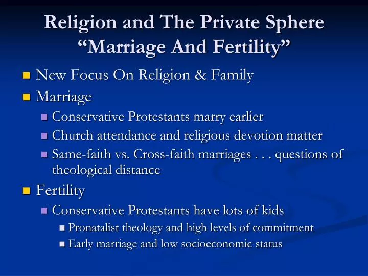 religion and the private sphere marriage and fertility