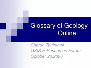 Glossary of Geology 			Online
