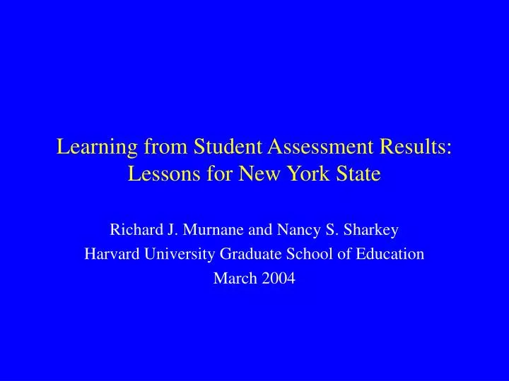 learning from student assessment results lessons for new york state