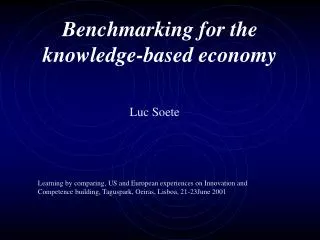 Benchmarking for the knowledge-based economy