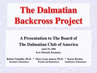 The Dalmatian Backcross Project