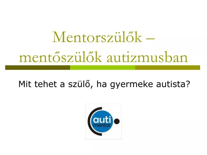mentors z l k ment sz l k autizmusban