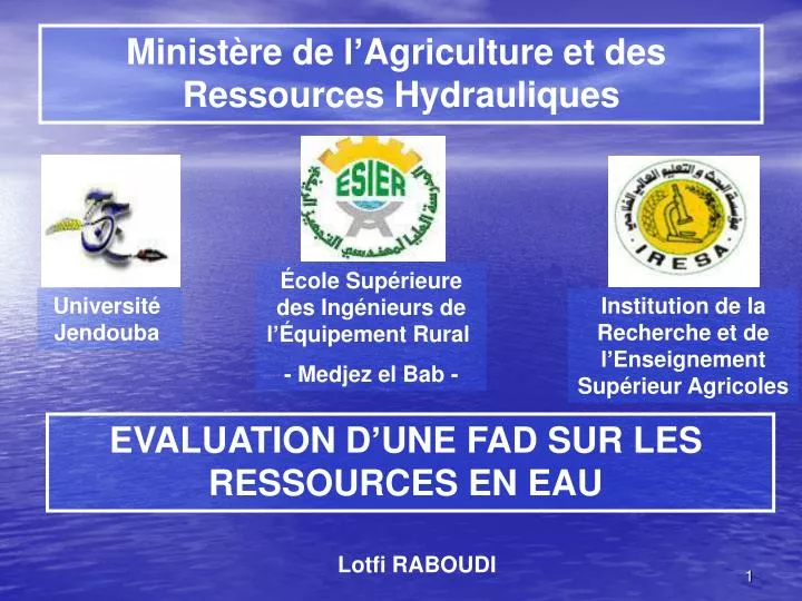 minist re de l agriculture et des ressources hydrauliques