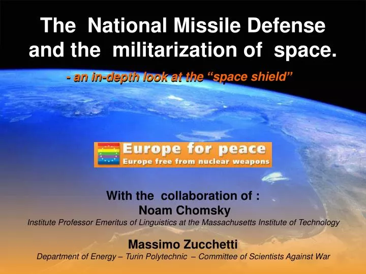 the national missile defense and the militarization of space