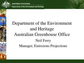 Department of the Environment and Heritage Australian Greenhouse Office