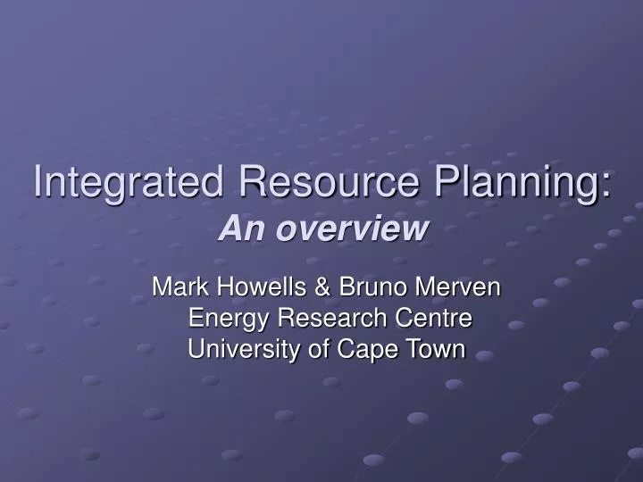 integrated resource planning an overview