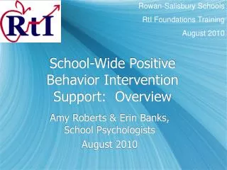 School-Wide Positive Behavior Intervention Support: Overview