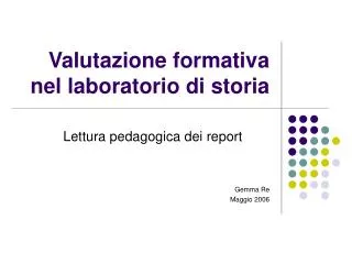 valutazione formativa nel laboratorio di storia