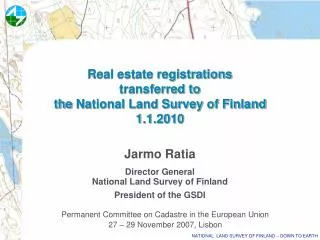 Real estate registrations transferred to the National Land Survey of Finland 1.1.2010
