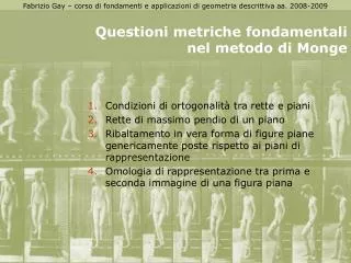 questioni metriche fondamentali nel metodo di monge
