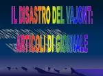 IL DISASTRO DEL VAJONT: ARTICOLI DI GIORNALE - slide 1