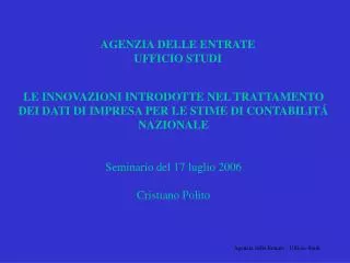 agenzia delle entrate ufficio studi