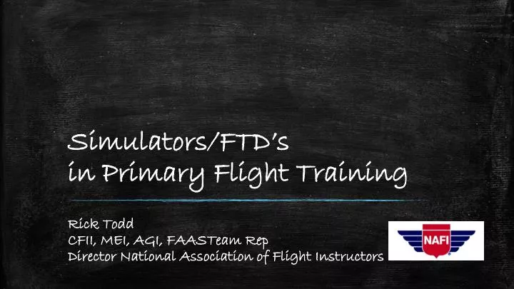 simulators ftd s in primary flight training