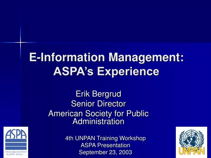 e information management aspa s experience