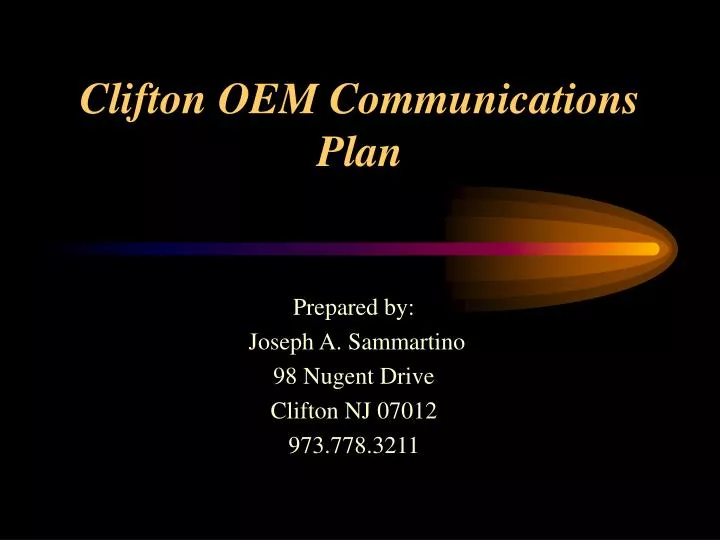 clifton oem communications plan