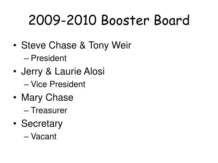 2009 2010 booster board