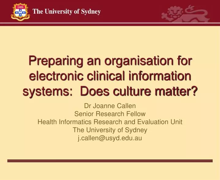 preparing an organisation for electronic clinical information systems does culture matter