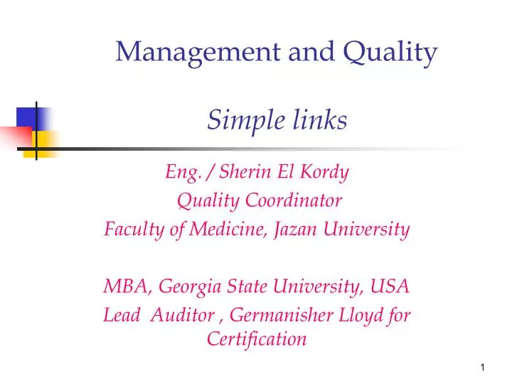 management and quality simple links