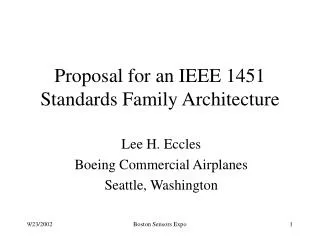 Proposal for an IEEE 1451 Standards Family Architecture