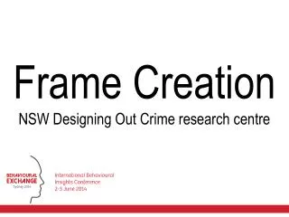 Frame Creation NSW Designing Out Crime research centre