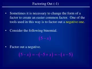 Consider the following binomial.