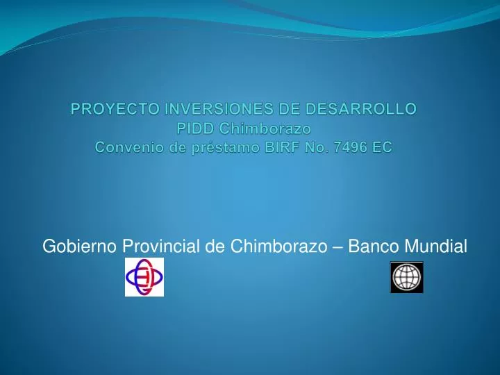 proyecto inversiones de desarrollo pidd chimborazo convenio de pr stamo birf no 7496 ec