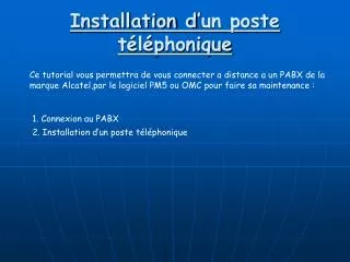 installation d un poste t l phonique
