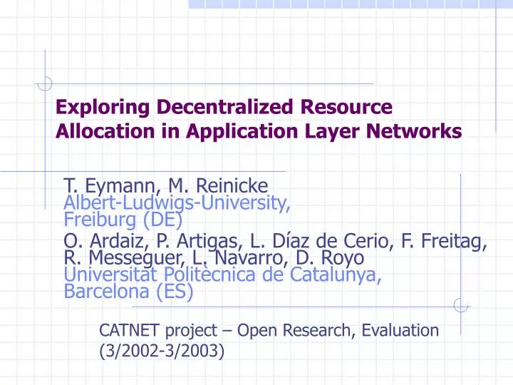 allocation in application layer networks