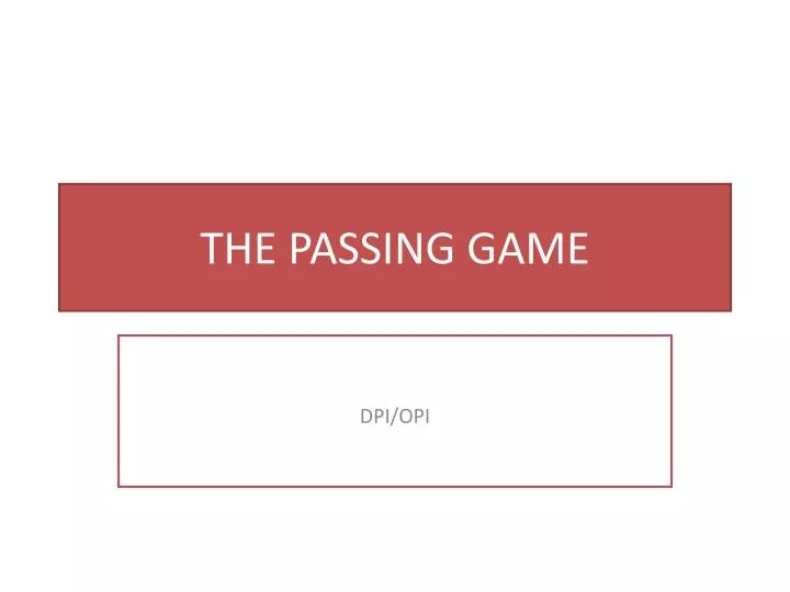 the passing game