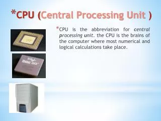 PPT - Central Processing Unit (CPU) PowerPoint Presentation, free ...