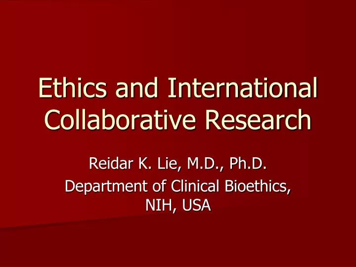 ethics and international collaborative research