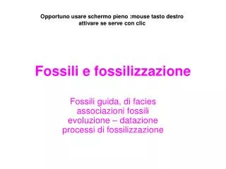 fossili e fossilizzazione