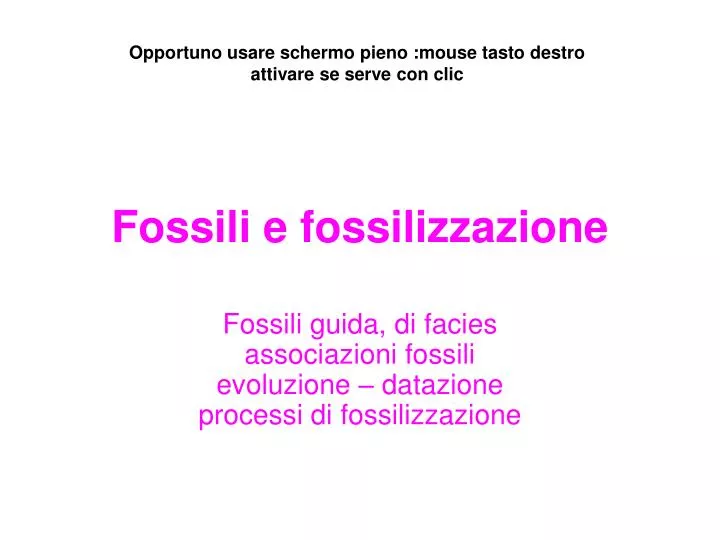 fossili e fossilizzazione