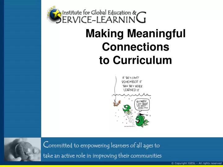 making meaningful connections to curriculum