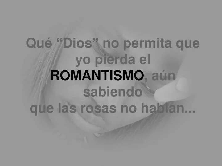 qu dios no permita que yo pierda el romantismo a n sabiendo que las rosas no hablan