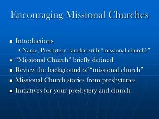 Encouraging Missional Churches