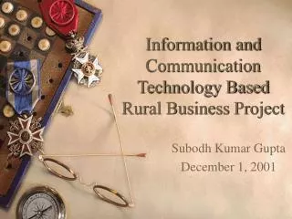 Information and Communication Technology Based Rural Business Project