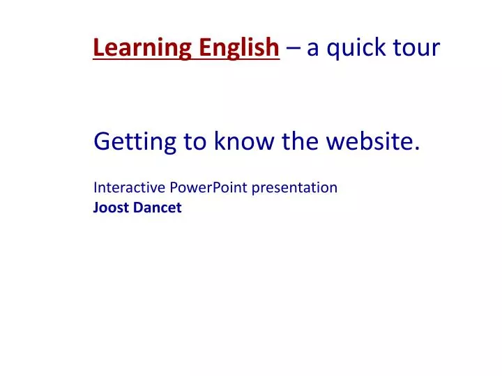 learning english a quick tour