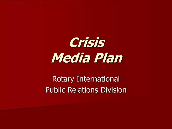 crisis media plan