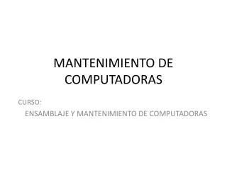 mantenimiento de computadoras
