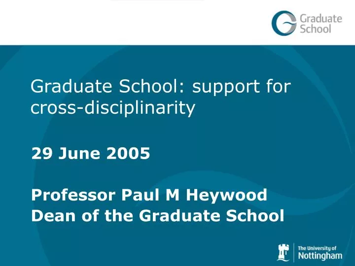 graduate school support for cross disciplinarity