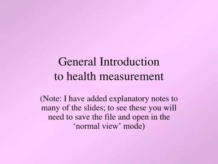 general introduction to health measurement