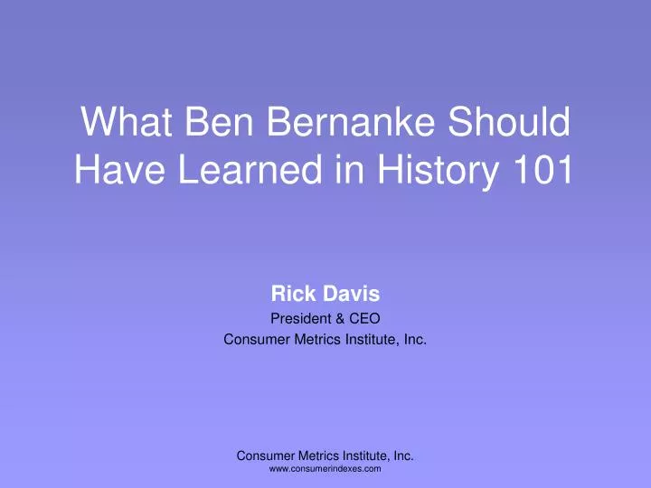 what ben bernanke should have learned in history 101