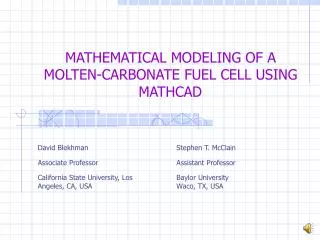 MATHEMATICAL MODELING OF A MOLTEN-CARBONATE FUEL CELL USING MATHCAD