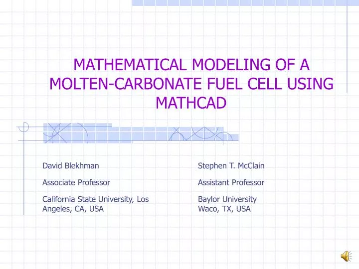 mathematical modeling of a molten carbonate fuel cell using mathcad