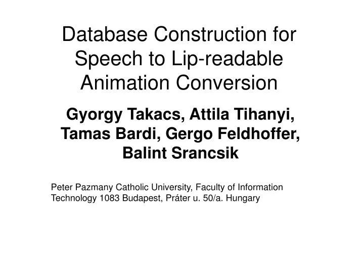 database construction for speech to lip readable animation conversion