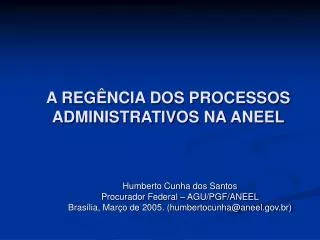 a reg ncia dos processos administrativos na aneel