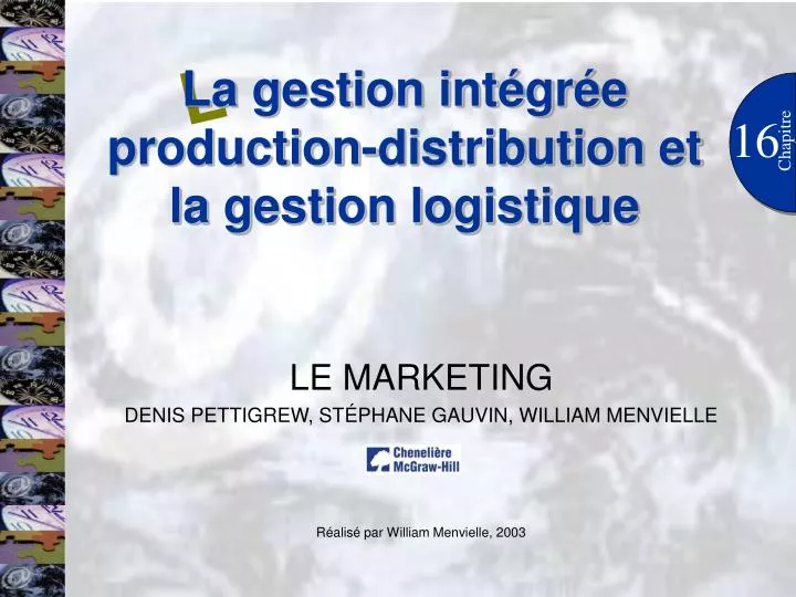 la gestion int gr e production distribution et la gestion logistique