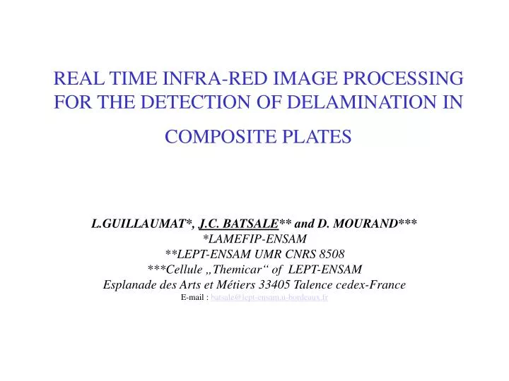 real time infra red image processing for the detection of delamination in composite plates